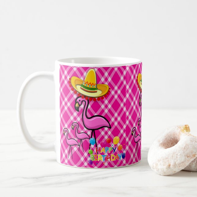 Flamingo Tasse Happy Birthday Tasse (Mit Donut)