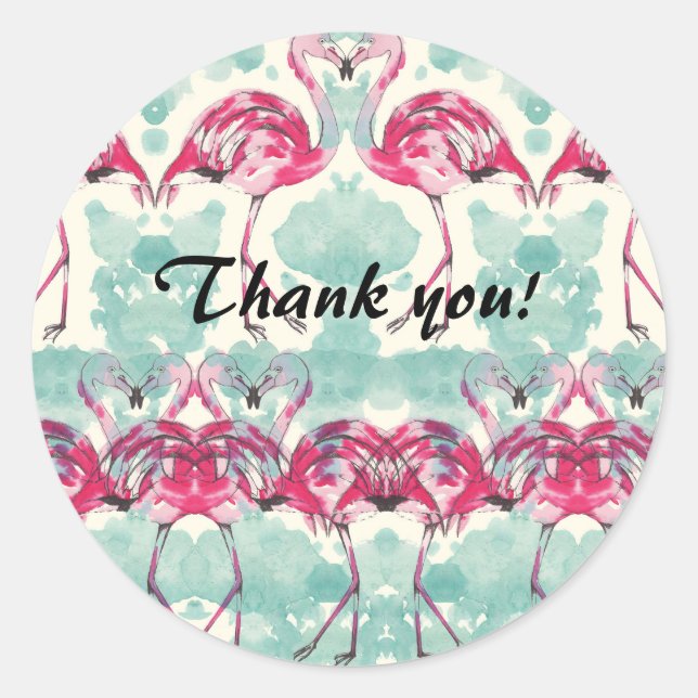 Flamingo Thank you sticker (Devant)