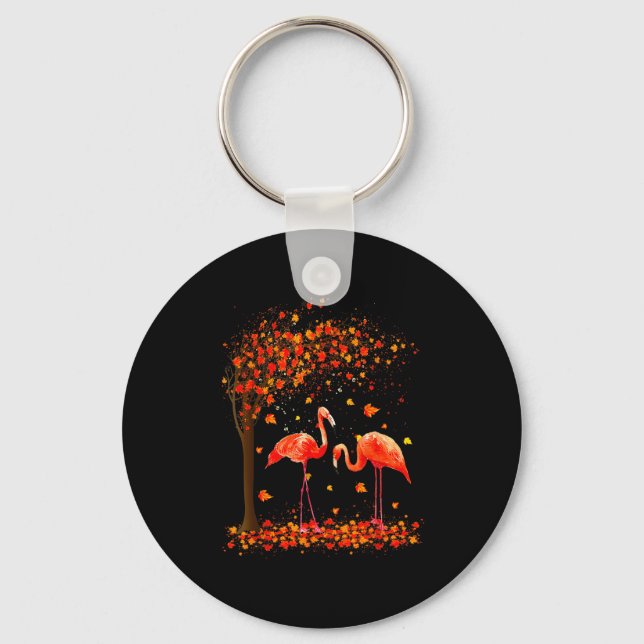 Flamingo Thanksgiving Halloween It's Fall Y'all Au Schlüsselanhänger (Vorderseite)