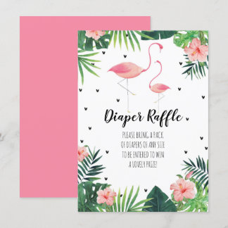Flamingo Themed Baby Dusche Windel Raffekarte Einladung