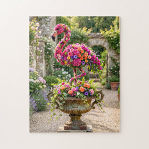 Flamingo-Topiary-Pflanzkübel-Urne und tropische Bl