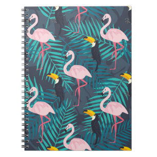 Flamingo, Toucan: tropisches Blattmuster Notizblock