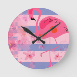 Flamingo Träumerei Runde Wanduhr