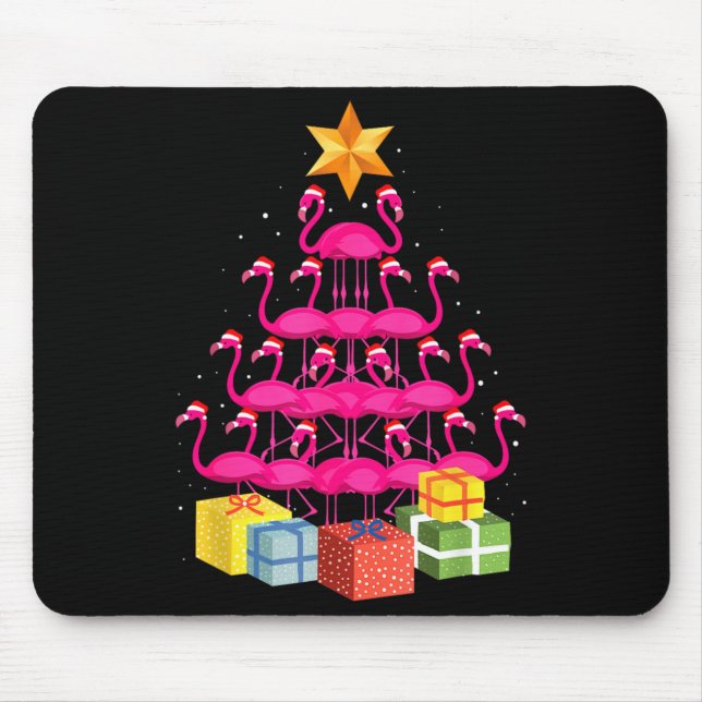 Flamingo Tree Funny Ugly Christmas  Mousepad (Vorne)