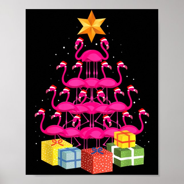 Flamingo Tree Funny Ugly Christmas  Poster (Vorne)