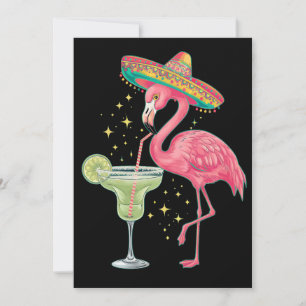 Flamingo trinkt Margarita Lustiger mexikanischer P Einladung