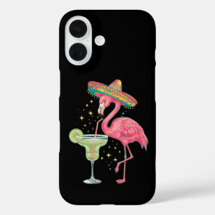 Flamingo trinkt Margarita Lustiger mexikanischer P iPhone 16 Hülle