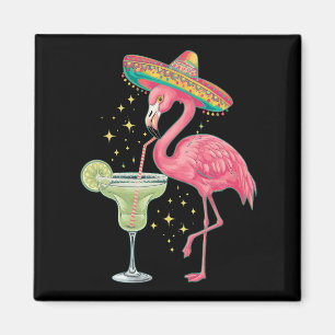 Flamingo trinkt Margarita Lustiger mexikanischer P Magnet