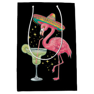Flamingo trinkt Margarita Lustiger mexikanischer P Mittlere Geschenktüte