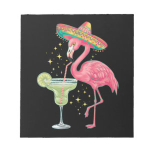 Flamingo trinkt Margarita Lustiger mexikanischer P Notizblock