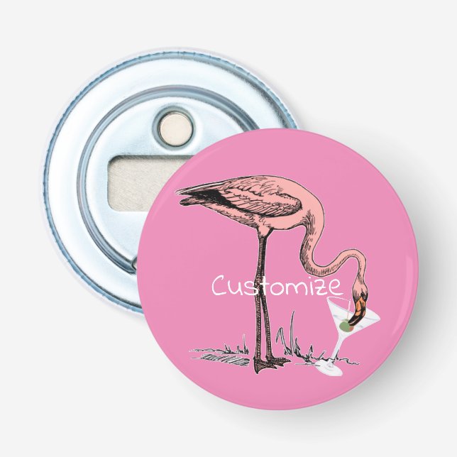 Flamingo Trinkt Martini Thunder_Cove Flaschenöffner (Vorderseite)