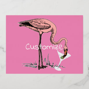 Flamingo trinkt Martini Thunder_Cove Folien Feiertagspostkarte