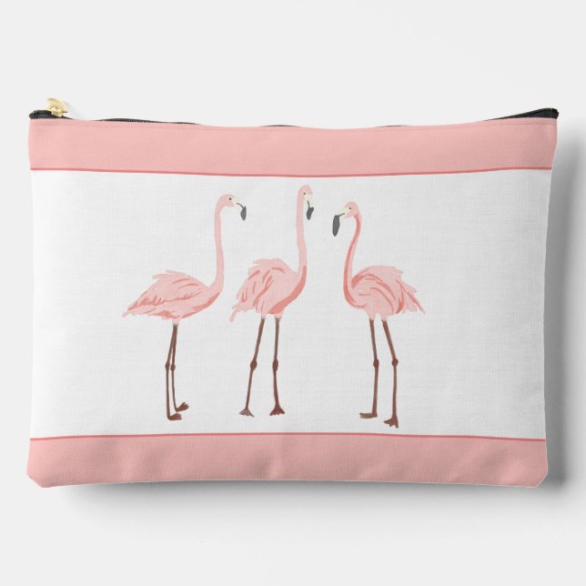 Flamingo Trio Monogram Zipper Pouch Zubehörtasche (Vorderseite)