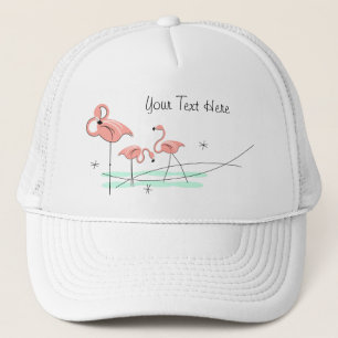 Flamingo-Trio-"Text" Fernlastfahrerhut Truckerkappe