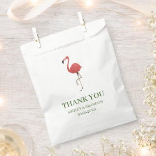 Flamingo Tropen Grün und Rosa Hochzeit Danke schön Geschenktütchen