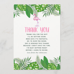 Flamingo Tropical Aquarell Baby-Shower Dankeschön Dankeskarte