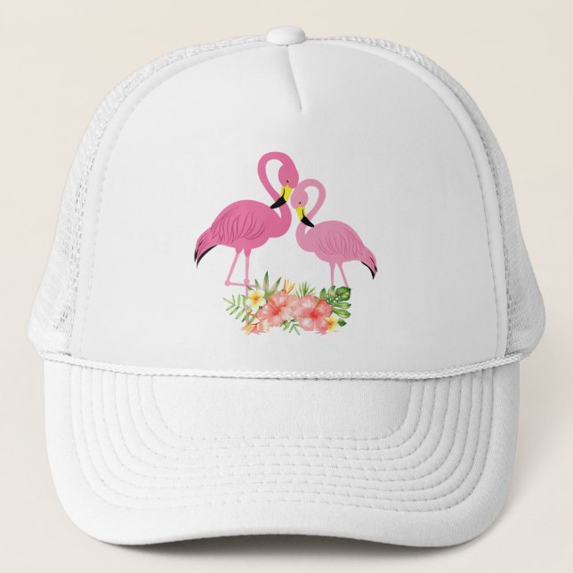 Flamingo Tropical Baseball Cap Trucker Hat Truckerkappe (Vorderseite)