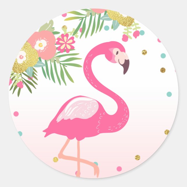 Flamingo Tropical Birthday Umschlag Aufkleber Stic (Vorderseite)