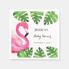Flamingo Tropical Blätter Baby Dusche Party Serviette