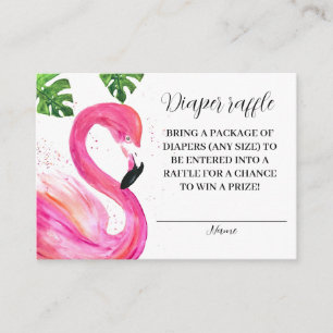 Flamingo Tropical Blätter Diaper Raffle Baby Dusch Begleitkarte