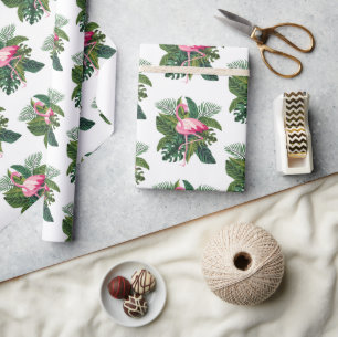 Flamingo Tropical Blätter Dschungel Geschenkpapier