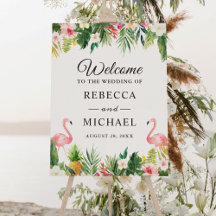 Flamingo Tropical Blätter Floral Luau Wedding