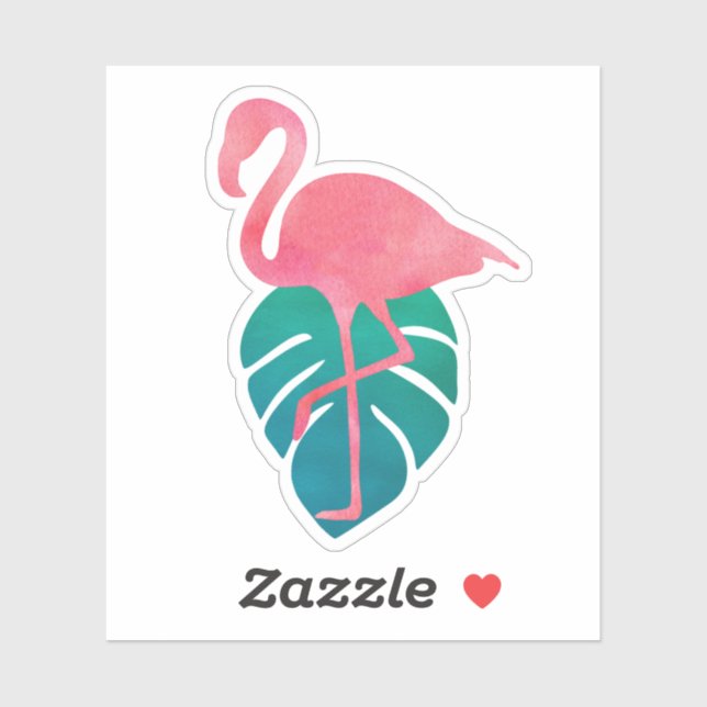 Flamingo Tropical Blätter Watercolor Aufkleber (Blatt)
