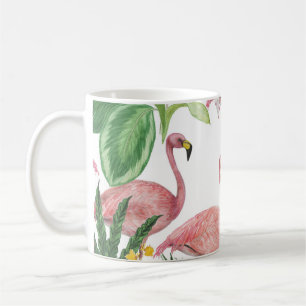 Flamingo Tropical Blätter Watercolor Muster Kaffeetasse