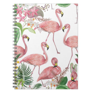 Flamingo Tropical Blätter Watercolor Muster Notizblock