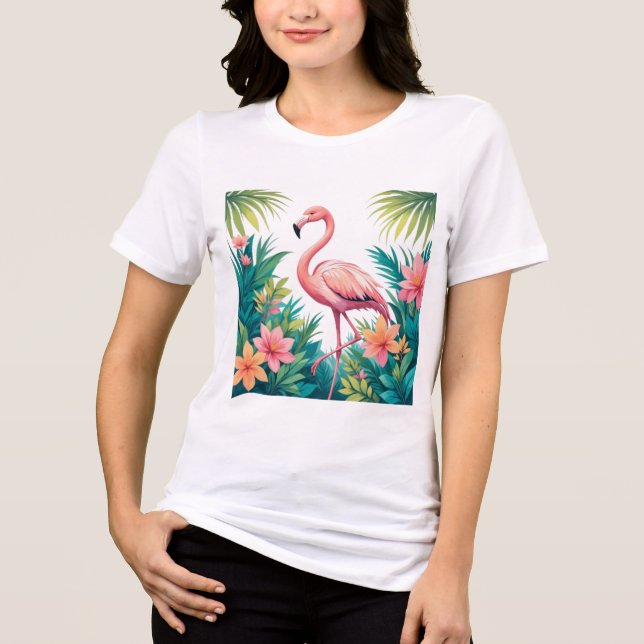 Flamingo & Tropical Blume T - Shirt (Vorderseite)