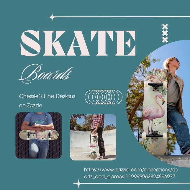 Flamingo Tropical Botanical Skateboard (Von Creator hochgeladen)