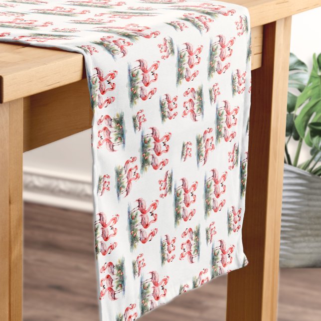 Flamingo Tropical Christmas Kurzer Tischläufer (Flamingo Tropical Christmas Short Table Runner)