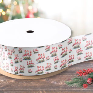 Flamingo Tropical Christmas Satinband