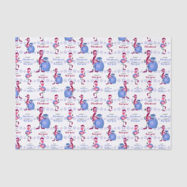 Flamingo Tropical Christmas Seidenpapier (Vorderseite)
