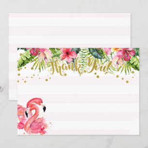 Flamingo Tropical Dankeskarten Pink & Gold Einladung