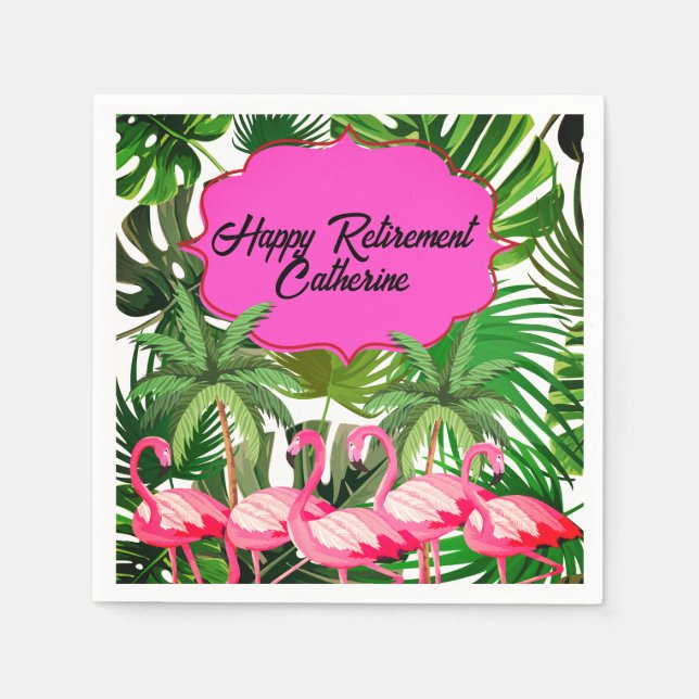 Flamingo Tropical Dschungel Custom Retirement Part Serviette (Vorderseite)