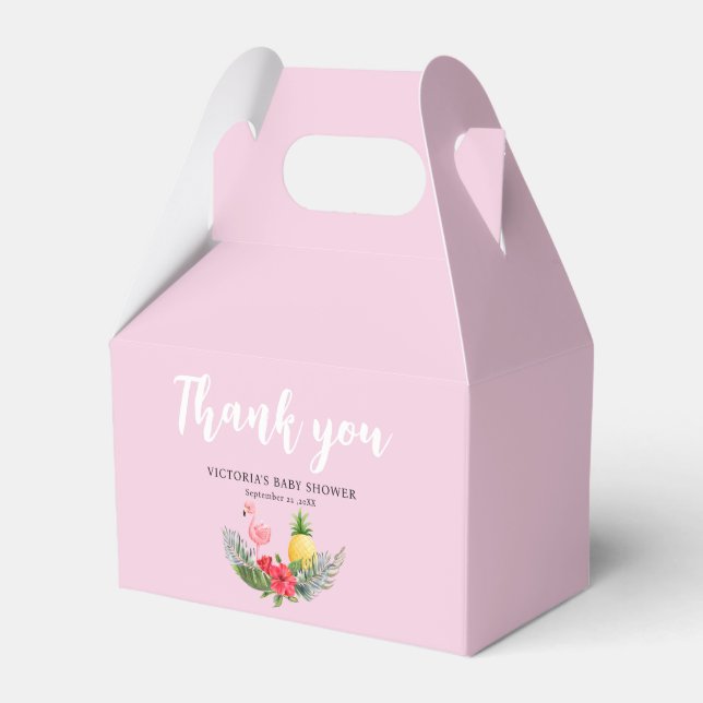 Flamingo Tropical Es ist eine Girl Baby Dusche Geschenkschachtel (Vorderseite)