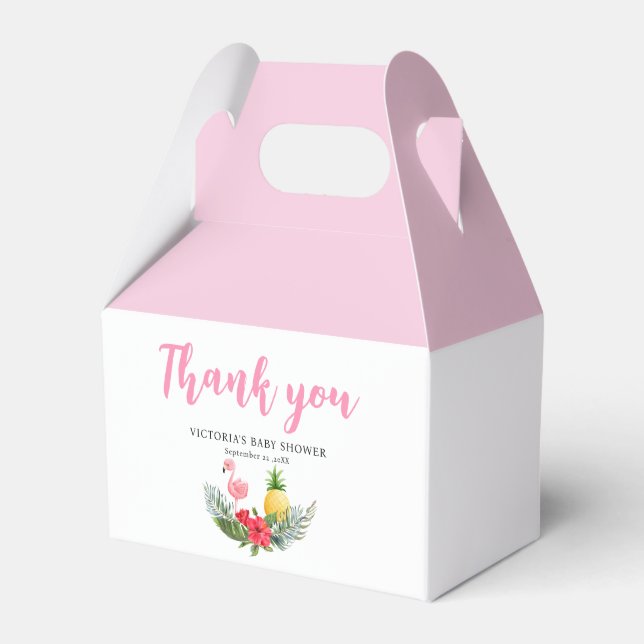 Flamingo Tropical Es ist eine Girl Baby Dusche Geschenkschachtel (Vorderseite)