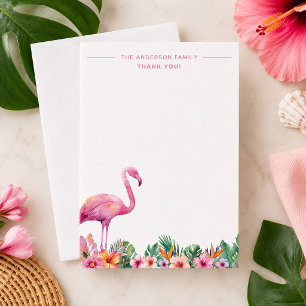 Flamingo Tropical Familie Vielen Dank Flachkarte Dankeskarte