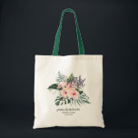 Flamingo Tropical Floral Bridesmaid Gefallen Tote  Tragetasche<br><div class="desc">Vielen Dank für Ihre besten Girls, die an Ihrer Seite mit diesen einzigartigen Taschen stehend sind. Das perfekte Geschenk für Ihr Wochenende Beach Party! Unsere eleganten Aquarelltaschen mit Flamingo-Design sind der perfekte Weg für Ihre Crew, um die ganze Aufmerksamkeit zu bekommen, egal wo Sie und Ihre Galle hingehen! Fügen Sie...</div>