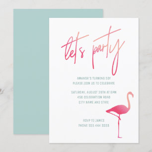 Flamingo tropical invitation rose et menthe à 50e