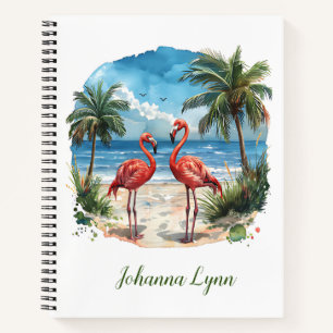 Flamingo Tropical Island Notebook Beach Palmen Notizbuch