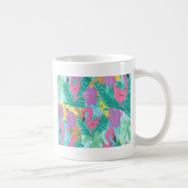 Flamingo Tropical Jungle Pattern Kaffeetasse (Rechts)