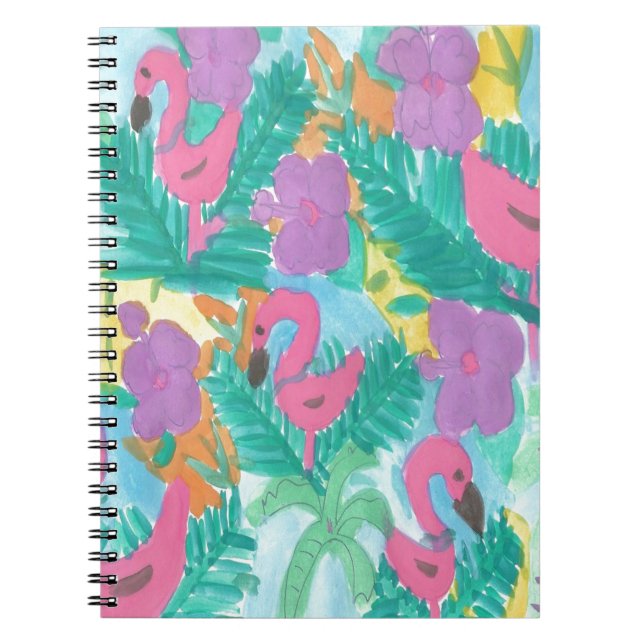 Flamingo Tropical Jungle Pattern Notizblock (Vorderseite)