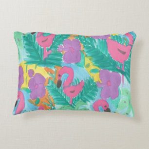 Flamingo Tropical Jungle Print Zierkissen
