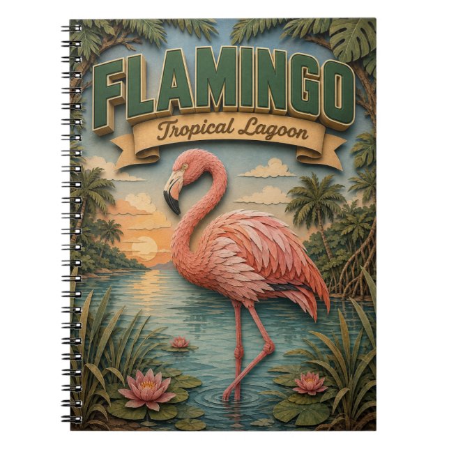 Flamingo Tropical Lagoon POPCUT Notizblock (Vorderseite)
