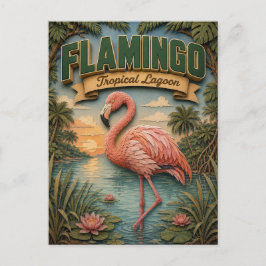 Flamingo Tropical Lagune POPCUT Postkarte
