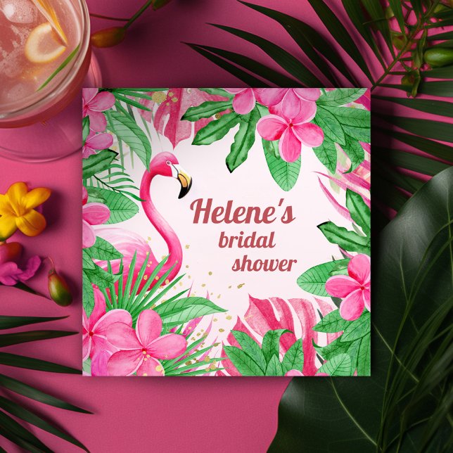 Flamingo Tropical Pink Brautparty Serviette (Flamingo Tropical Pink Floral Bridal Shower Napkins)