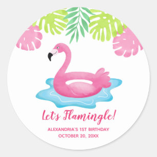 Flamingo Tropical Pool Gastgeschenk Sticker