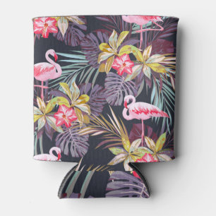 Flamingo Tropical: Sommer nahtloses Muster Dosenkühler